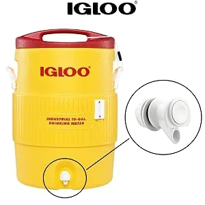 Igloo Push-Button Spigot for 2-10 Gallon Water Cooler Beverage Jugs - Igloo Spigot Installed