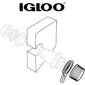 Igloo Cooler Threaded Drain Plug Caps with Plastic Tether 20049 - Igloo Cooler Threaded Drain Plug Caps Installation Diagram