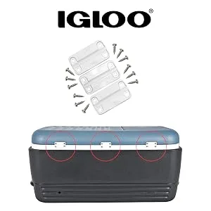 Igloo Cooler Plastic Hinges for Ice Chests (Set of 3) - Igloo Cooler 3 Plastic Hinges Installed