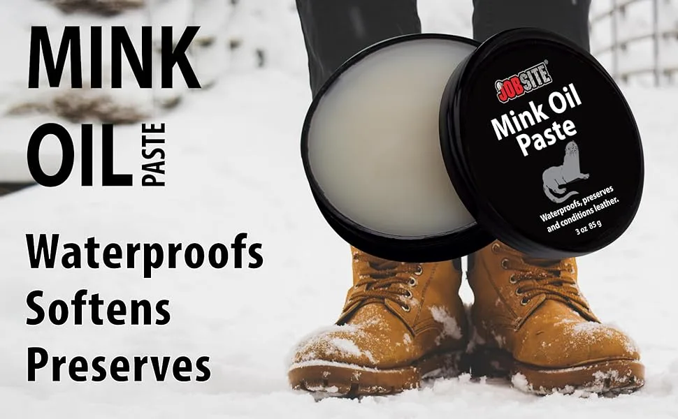 JobSite Premium Mink Oil Leather Waterproof Paste - Preserve Leather Boots & Shoes - 3 oz 1 Unit - Mink Oil Paste
