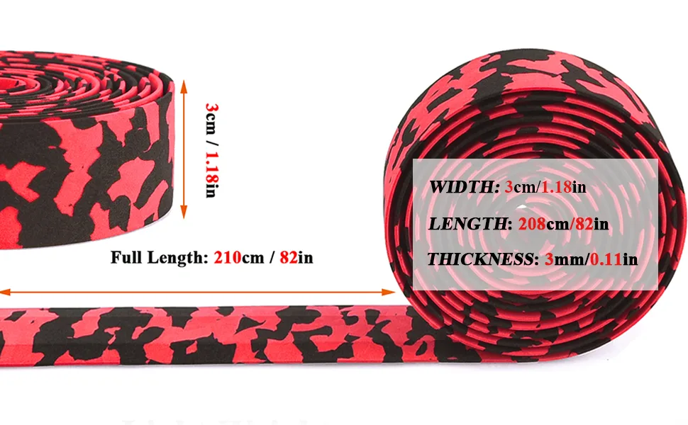 KINGOU Camouflage EVA Road Bike Handlebar Tape Bar Wraps - 2PCS Per Set black&red - size