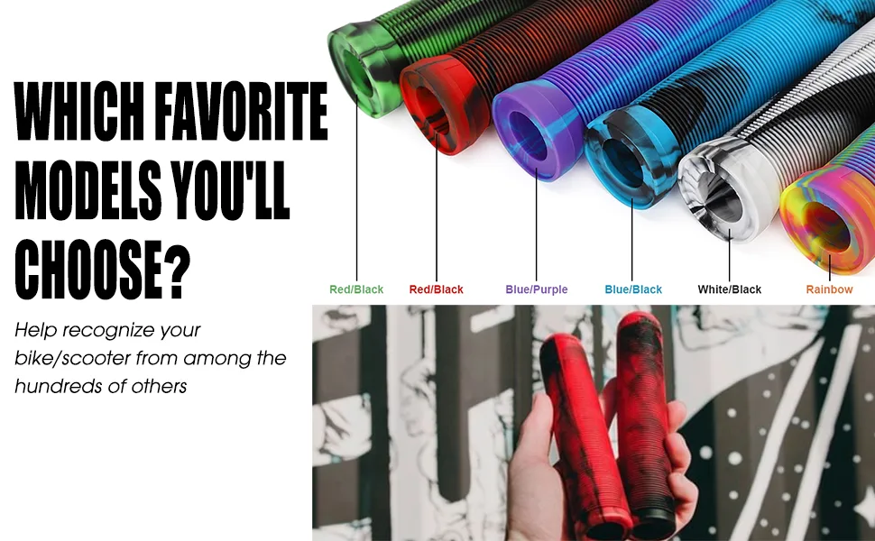 Kutrick Handle Bar Grips 145mm Soft Flangeless Longneck Grips for Pro Stunt Scooter Bars and BMX Bikes Bars Red/Black - product information 2