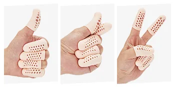 Gel Finger Cots (16pcs), Silicone Finger Protectors, Breathable Finger Caps, Fingertips Covers, Finger Sleeves Support for Finger Cracking, Blisters, Arthritis, Eczema, Trigger Finger - finger cots