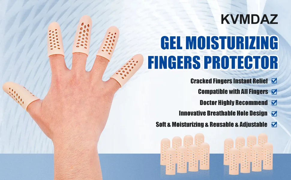 Gel Finger Cots (16pcs), Silicone Finger Protectors, Breathable Finger Caps, Fingertips Covers, Finger Sleeves Support for Finger Cracking, Blisters, Arthritis, Eczema, Trigger Finger - get finger cots