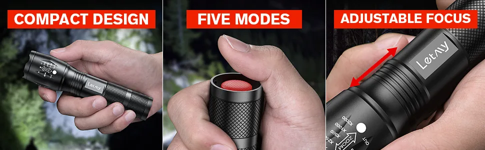 LETMY LED Tactical Flashlight S1000 PRO - 2 Pack Bright Military Grade Flashlights High Lumens - Portable Handheld Flash Lights with 5 Modes, Zoomable, Waterproof for Camping Outdoor Emergency - Flashlights High Lumens