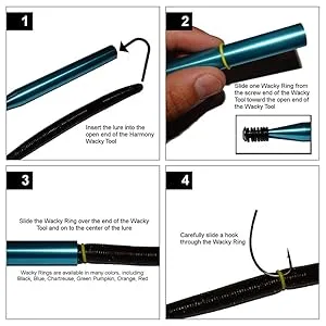 nawaish Wacky Rig Tool and 300 PCS Worm O-Rings,Wacky Ring Tool, Wacky Worm Kit for Senko Stick Soft Baits Blue Tool + 300 Black O-rings - product information 9