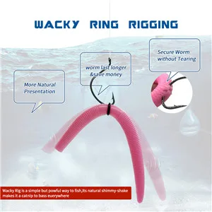 nawaish Wacky Rig Tool and 300 PCS Worm O-Rings,Wacky Ring Tool, Wacky Worm Kit for Senko Stick Soft Baits Blue Tool + 300 Black O-rings - use-1
