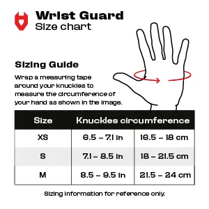 NoCry Wrist Braces Wrist Support and Protective Gear for Skateboarding, Snowboarding,Rollerblading Small Soft - Size Chart