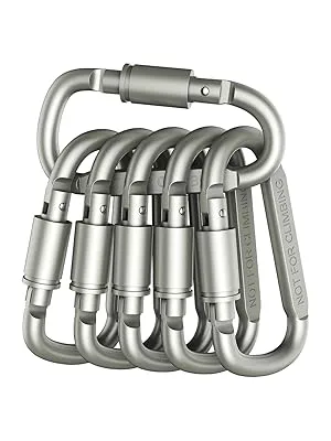 Outmate Aluminum D-Ring Locking Carabiner Light but Strong NOT for Climbing(Pack of 6) - carabiner