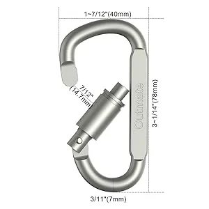 Outmate Aluminum D-Ring Locking Carabiner Light but Strong NOT for Climbing(Pack of 6) - caribiner
