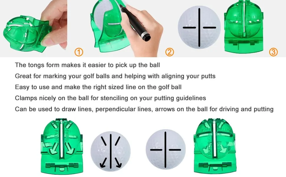 2 Pack Golf Ball Line Liner Drawing Marking Alignment Putting Tool Black and Red - product information 2