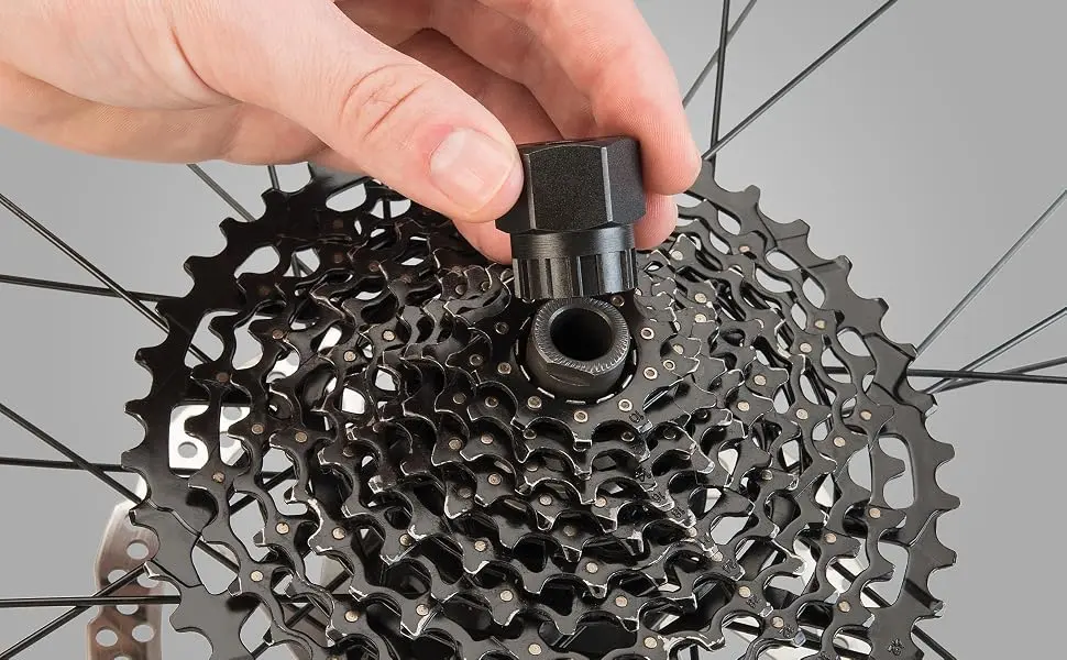 Park Tool FR-5.2 Cassette Lockring Tool Black - Park Tool FR-5.2 being used on a cassette lockring