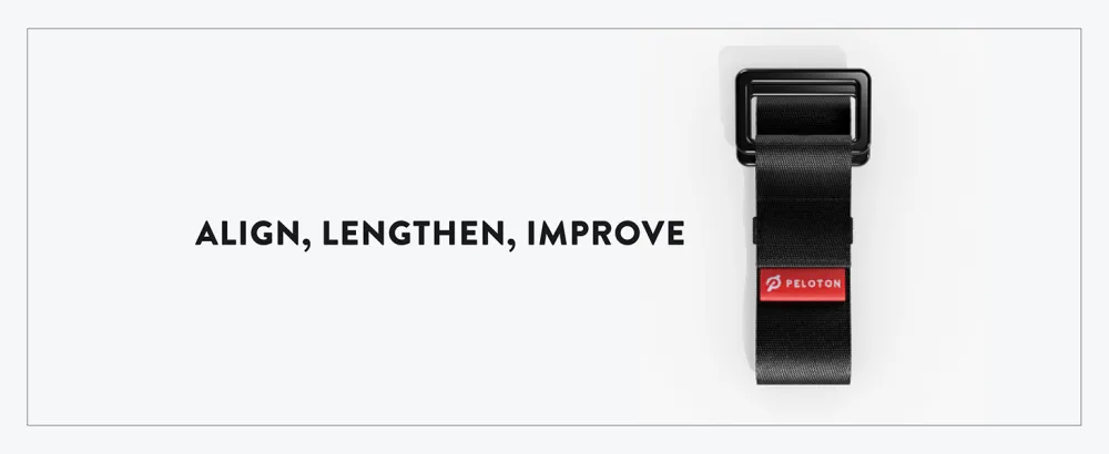 Peloton Yoga Strap | 6 ft. Adjustable and Durable Nylon Strap with Corrosion Resistant Zinc Alloy Rings for Stretching, Pilates, and Exercise - Align lengthen improve