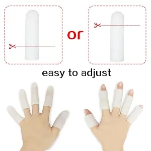 Gel Finger Cots, Finger Protector Support(14 PCS) New Material Finger Sleeves Great for Trigger Finger, Hand Eczema, Finger Cracking, Finger Arthritis and More. (Small Size) (White, Small) - A012