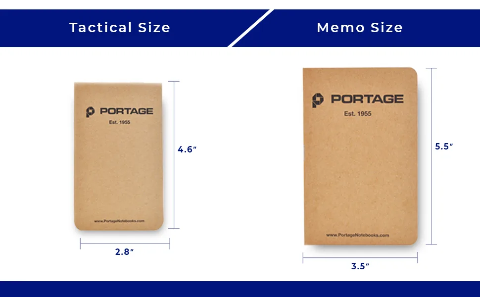 Portage Field Notebook Tactical Sized Pocket Notepad - Top Bound Notebook with Lined Paper Lies Flat in Pocket - 2.8" x 4.6" - 64 Pages (3 Pack) (6 Pack, Tactical) 6 Pack Tactical - product information 3