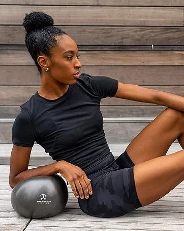 ProBody Pilates Mini Exercise Ball - 9 Inch Small Bender Ball for Stability, Barre, Pilates, Yoga, Balance, Core Training, Stretching and Physical Therapy with Workout Guide Black - small exercise ball, barre ball