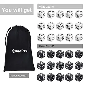 QuadPro 30 Pieces Dice Counters Token Dice Set D6 Dice Cube Compatible with MTG, CCG, Card Gaming Accessory - Dice Counters Token Dice Set D6 Dice Cube