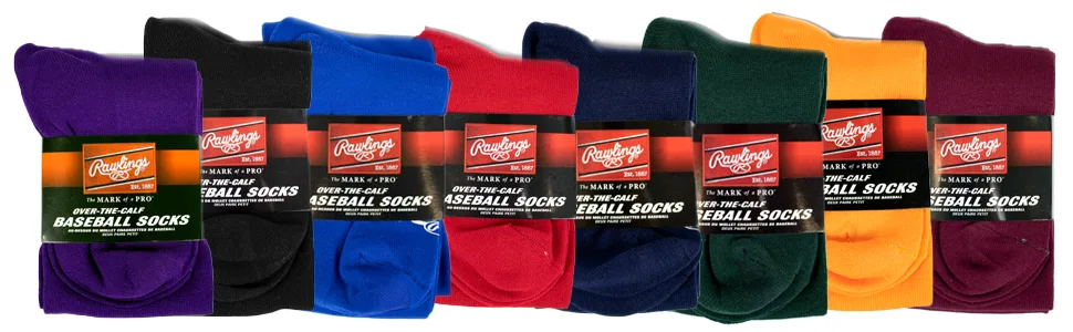 Rawlings Baseball/Fastpitch Softball Socks | 2 Pair | Multiple Sizes/Colors Large Royal - Rawlings Baseball Socks