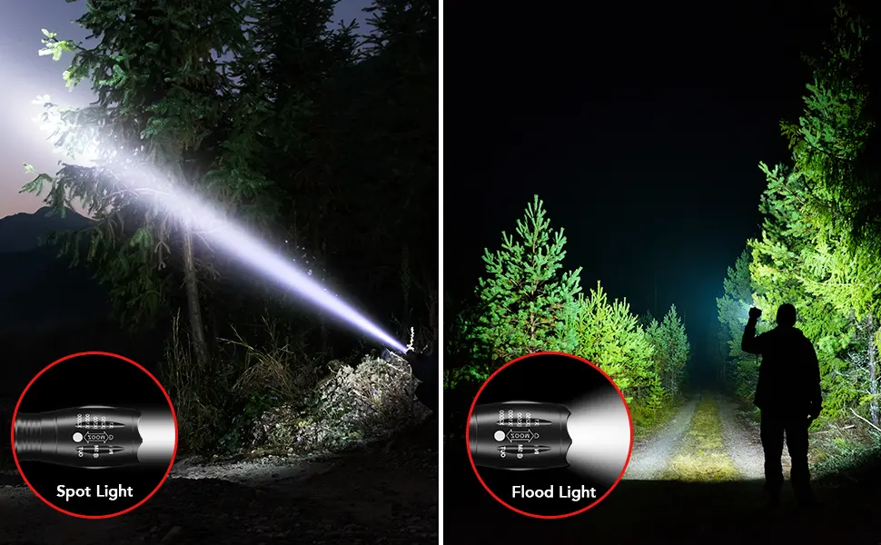 RECHOO Tactical Flashlights 2 Pack, Bright Zoomable LED Flashlights High Lumens with 5 Modes, Portable Small Flash Light for Emergency, Camping, and Outdoor Use - tactical flashlights