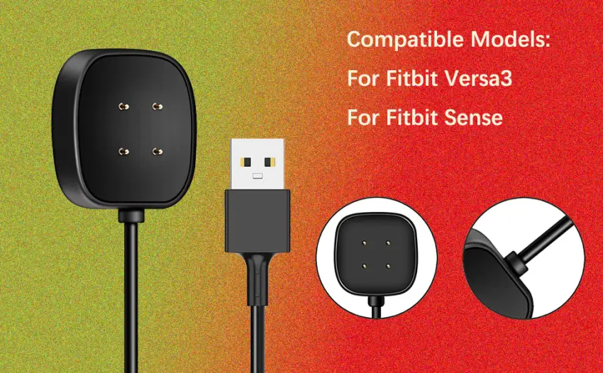 2-Pack Charger Cable Compatible with Fitbit Sense/Fitbit Versa 3, Replacement USB Charging Cradle Dock Stand Cable for Smart Watch Sense/Versa 3(3.3 ft/1.0ft) 3.3 ft/1.0 ft - product information 1