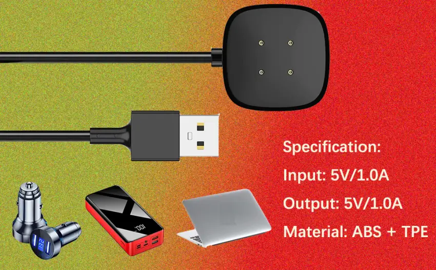 2-Pack Charger Cable Compatible with Fitbit Sense/Fitbit Versa 3, Replacement USB Charging Cradle Dock Stand Cable for Smart Watch Sense/Versa 3(3.3 ft/1.0ft) 3.3 ft/1.0 ft - product information 2