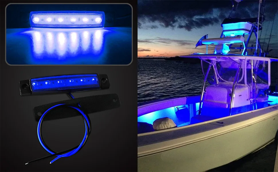 Shangyuan LED Interior Boat Lights, Utility Slim Strip Bar Light Fit Courtesy Lighting Cockpit Lights Navigation Light White (Pack of 2) white 2pcs - Blue