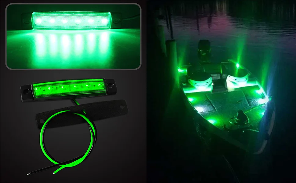 Shangyuan LED Interior Boat Lights, Utility Slim Strip Bar Light Fit Courtesy Lighting Cockpit Lights Navigation Light White (Pack of 2) white 2pcs - green