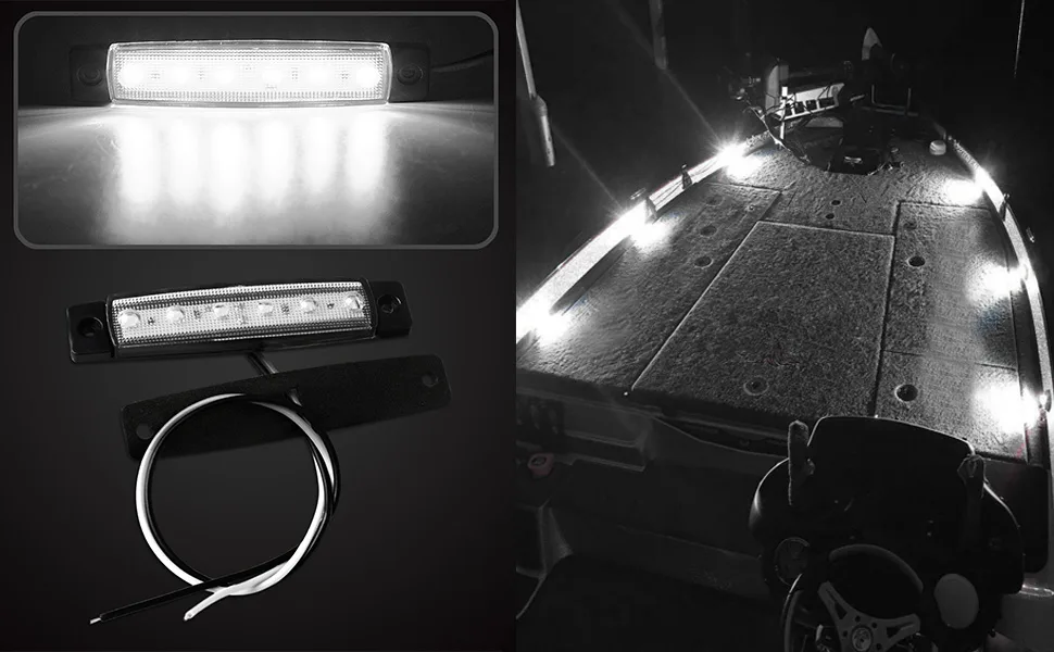 Shangyuan LED Interior Boat Lights, Utility Slim Strip Bar Light Fit Courtesy Lighting Cockpit Lights Navigation Light White (Pack of 2) white 2pcs - white