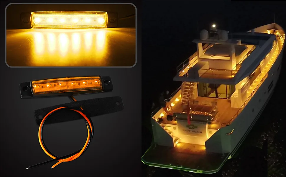 Shangyuan LED Interior Boat Lights, Utility Slim Strip Bar Light Fit Courtesy Lighting Cockpit Lights Navigation Light White (Pack of 2) white 2pcs - yellow