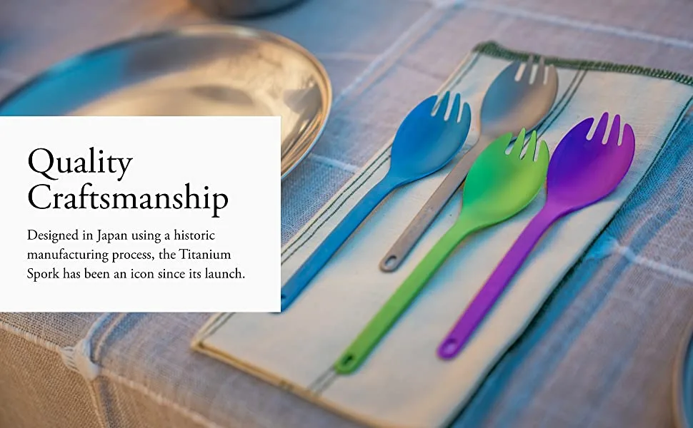 Snow Peak Titanium Spork - Durable, Versatile & Lightweight Eating Utensil - 0.6 oz - Quality Craftmanship