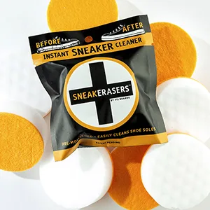SneakERASERS Instant Sole and Sneaker Cleaner, Premium Pre-Moistened Dual-Sided Sponge for Cleaning & Whitening Shoe Soles (3 Pack) - Effective, Pre-Moistened Design