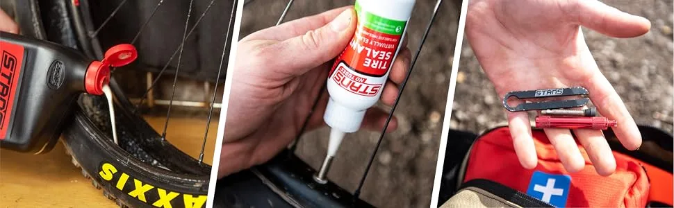 Stan's NoTubes Tire Sealant, Liquid Sealant, 2oz - Sealant being poured from a Stan
