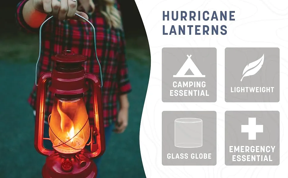Stansport 8" Hurricane Lantern (130) - camping essential, lightweight, glass globe, emergency prep