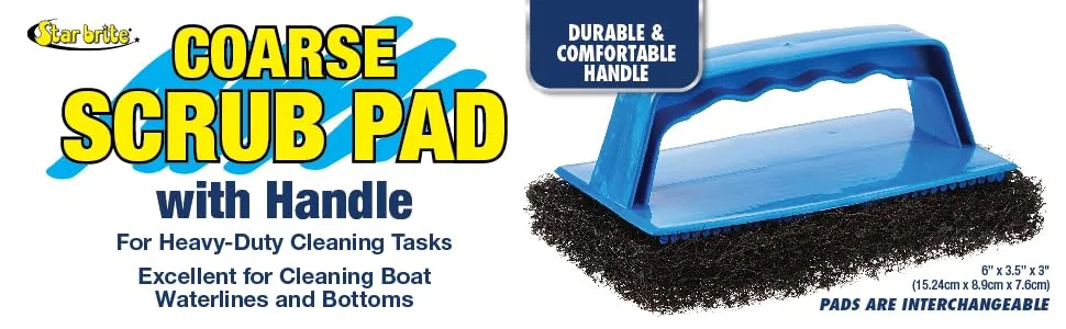 Star brite Scrub Pad with Handle - Choose from 3 Different Textures Medium Red - Star brite Coarse Scrub Pad with Handle, Heavy Duty Cleaning