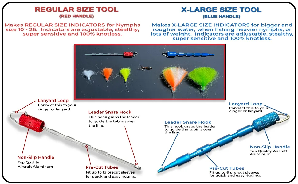 New Zealand Strike Indicator Wool Spool Spool - Pearly White - New Zealand Strike Indicator Tools Size Comparison Regular vs X-Large nwe zeland stike