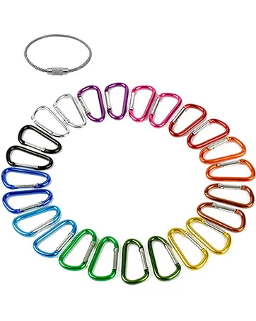 STURME 2" Aluminum D Ring Carabiners Clip D Shape Spring Loaded Gate Small Keychain Carabiner Clip Set Outdoor Camping Mini Lock Snap Hooks Spring Link Key Chain Durable Improved 24 PCS Assorted - carabiner