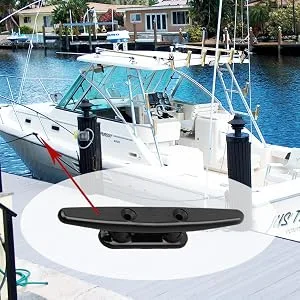 Small Boat Cleat Open Base,4 Inch Black Nylon Dock Cleats,Marine Accessories Used for Kayak,Pack of 4,Include Installation Screws - boat rope cleat