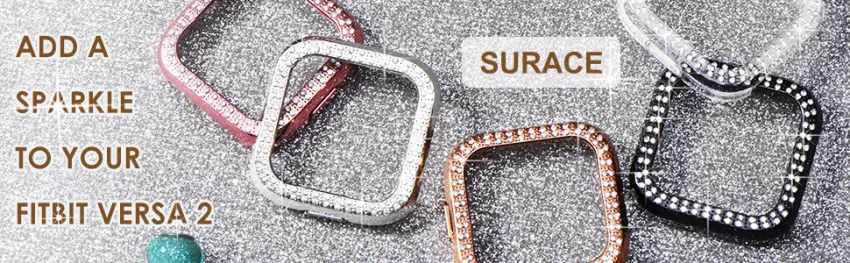 Surace Compatible for Fitbit Versa 2 Case, Bling Crystal Diamond Frame Protective Case Compatible for Fitbit Versa 2 Smart Watch (3 Packs, Black/Silver/Clear Black/Silver/Clear Fibit Versa 2 - product information 1