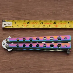 SZCO Supplies 9 Rainbow Finished Butterfly-Open Style Travel/Camping Fork (211520-RB) - Butterfly Fork Compact Design