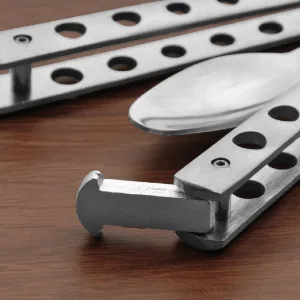 SZCO Supplies 9 Silver-Finished Butterfly-Open Styled Travel/Camping Spoon (211521-SL) - Butterfly Spoon Secure Latch-SL