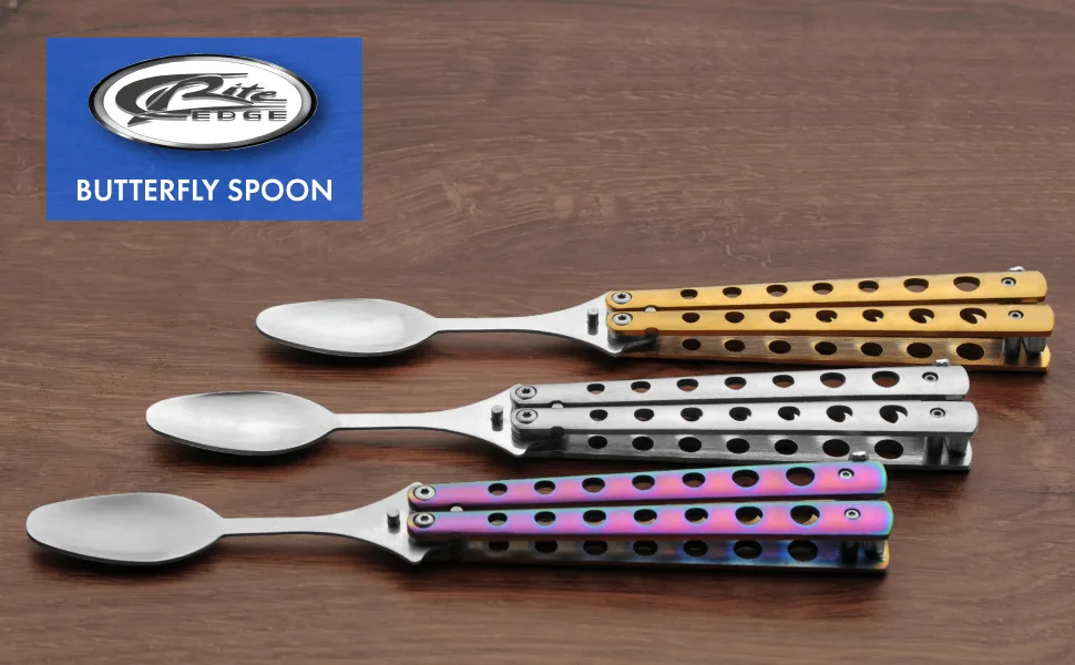 SZCO Supplies 9 Silver-Finished Butterfly-Open Styled Travel/Camping Spoon (211521-SL) - Rite Edge Camping Butterfly Spoon