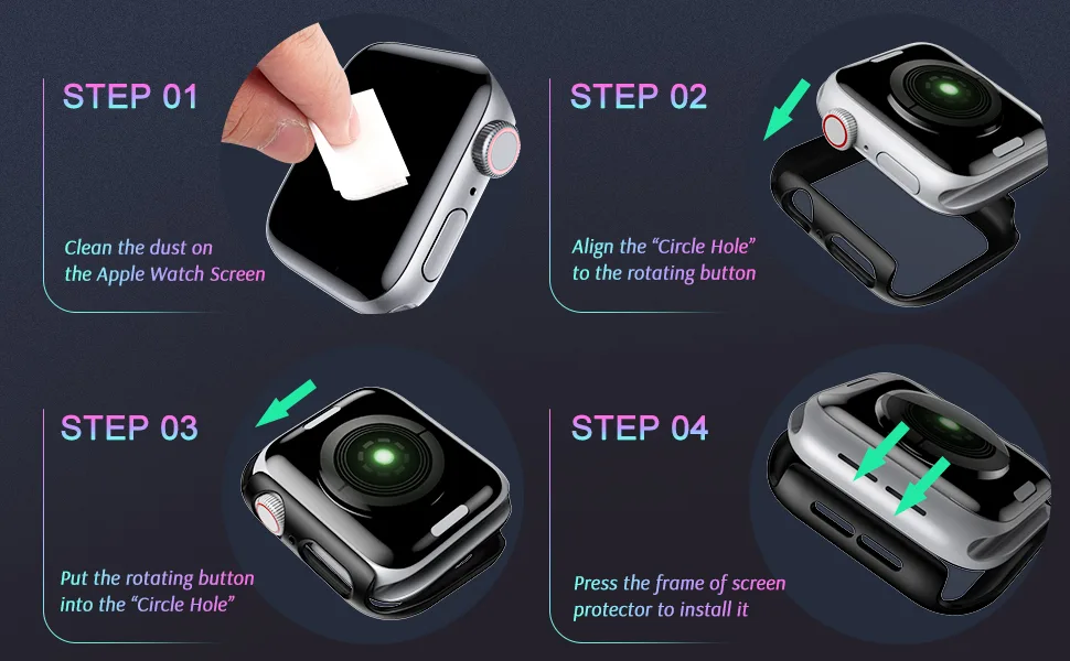 TAURI 2 Pack Hard Case Designed for Apple Watch SE/Series 6/5/4 44mm with 9H Tempered Glass Screen Protector, Touch Sensitive Full Coverage Slim Bumper Protective Cover for iWatch 44mm, Black 44mm Black - product information 7