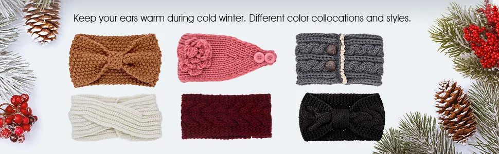 4 Pieces Chunky Knit Headbands Braided Winter Headbands Ear Warmers Crochet Head Wraps for Women Girls Black, Dark Grey, Camel, Beige - product information 2