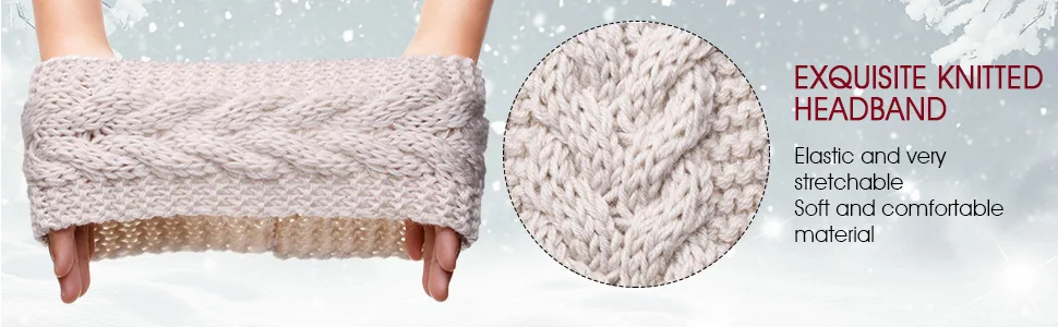 4 Pieces Chunky Knit Headbands Braided Winter Headbands Ear Warmers Crochet Head Wraps for Women Girls Black, Dark Grey, Camel, Beige - product information 3