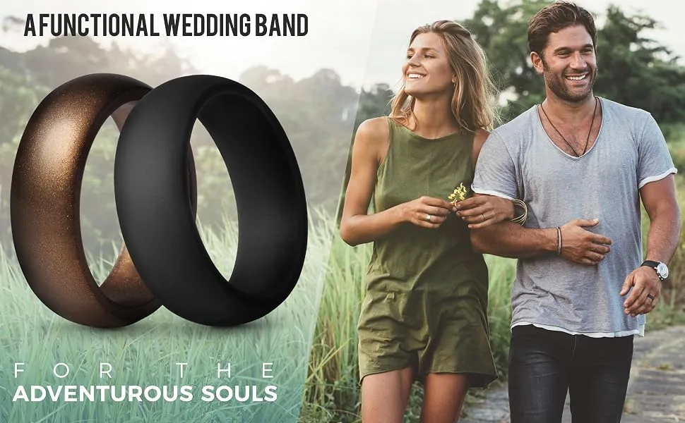 ThunderFit Silicone Rings Wedding Bands for Women - Width 5.6mm - Thickness 2mm 7.5 - 8 (18.20mm) Teal, Pink, Black, White - silicone wedding ring