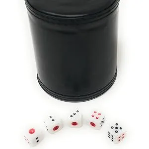 THY COLLECTIBLES Dice Cup with 5 Dices, PU Leather Professional Dice Shaker Cup Set for Yahtzee / Craps / Backgammon or Other Dice Games - Dice Cup with 5 Dices, PU Leather Professional Dice Shaker Cup