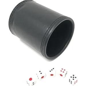 THY COLLECTIBLES Dice Cup with 5 Dices, PU Leather Professional Dice Shaker Cup Set for Yahtzee / Craps / Backgammon or Other Dice Games - Dice Cup with 5 Dices, PU Leather Professional Dice Shaker Cup
