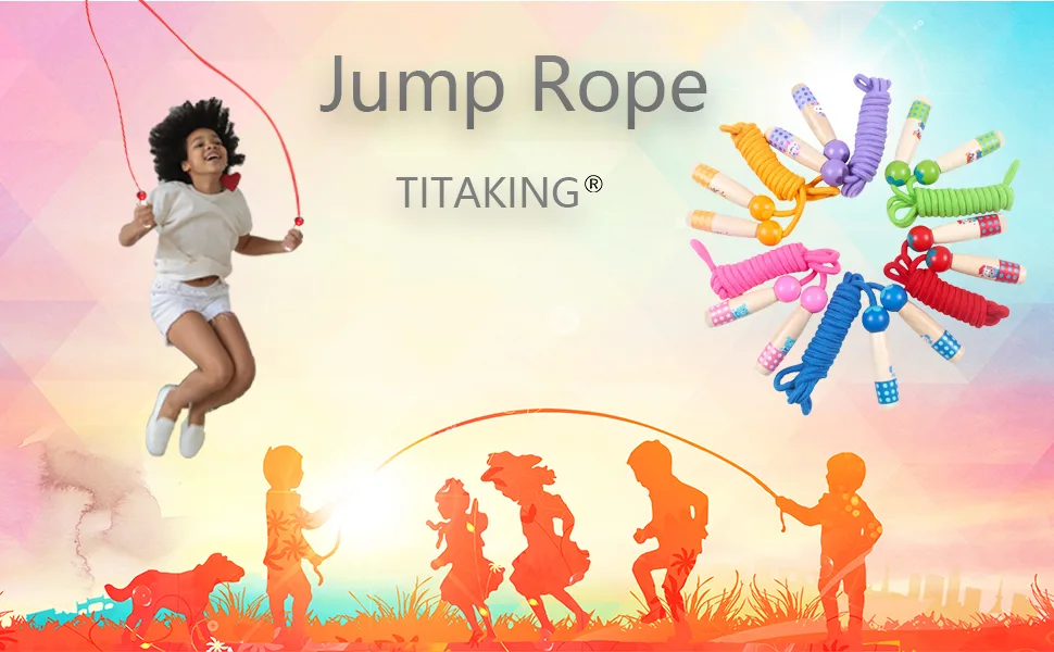 Jump Rope for Kids Adjustable Length Cotton Rope with Wooden Handle for Boys and Girls Sport Fitness Exercise Pink - product information 1