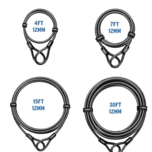 Titanker Bike Cable Lock, Thick Heavy Duty Security Vinyl Coated Flexible Steel Cable with Loop End (4FT(12mm)) - bike cable