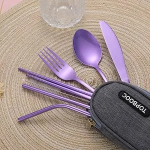 Portable Stainless Steel Flatware Set, Travel Camping Cutlery Set, Portable Utensil Travel Silverware Dinnerware Set with a Waterproof Case (Black) - product information 15